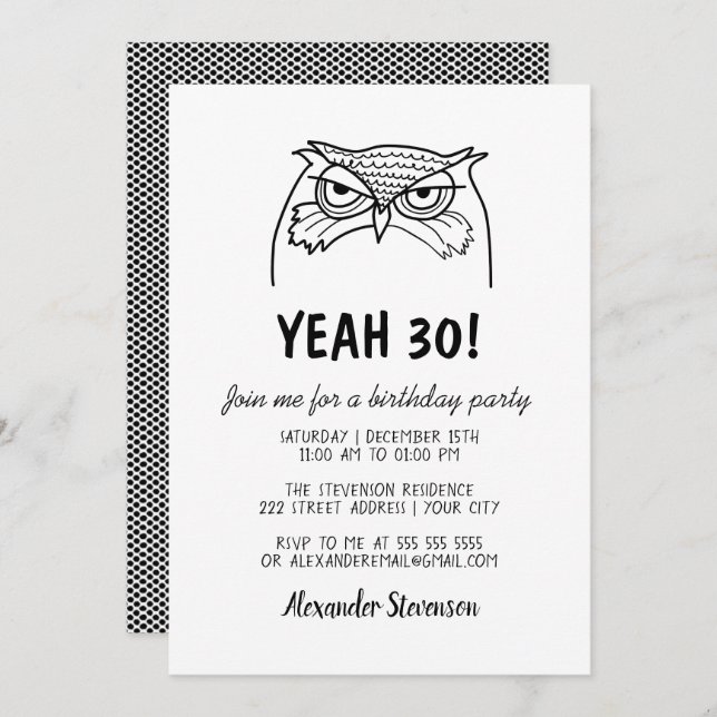 Funny Male 30th Birthday Invitation (Front/Back)