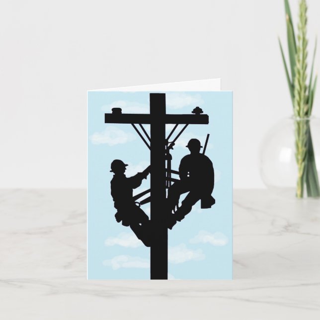 Funny Male Bonding Men on A Pole Greeting Card (Front)