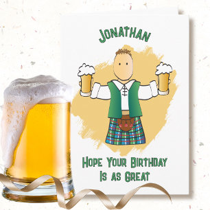 Funny Male Cartoon Kilt Humourous Saying Birthday Card