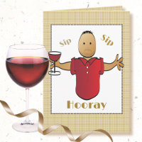Funny Male Cartoon Red Wine Ethnic Birthday