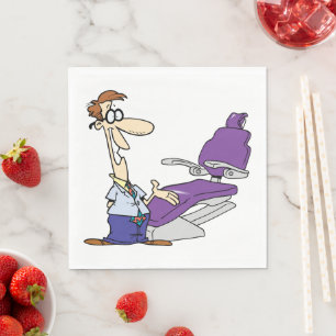 Funny Male Dentist and Purple Dental Chair Napkin