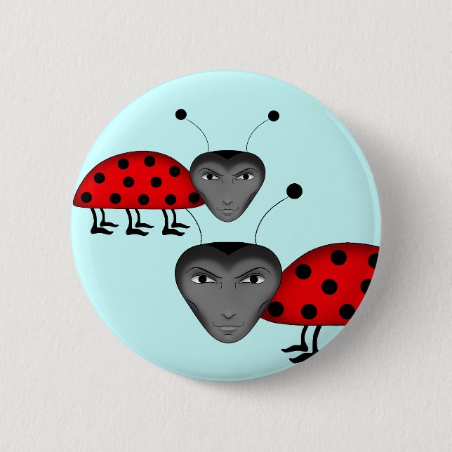 Funny male ladybugs 6 cm round badge (Front)
