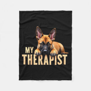 Funny Malinois Puppy My Therast Belgian Shepherd D Fleece Blanket