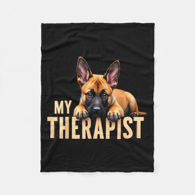 Funny Malinois Puppy My Therast Belgian Shepherd D Fleece Blanket (Front)