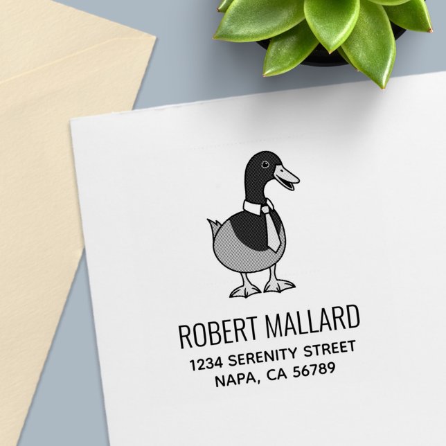 Funny Mallard Duck Collar Necktie Address Self-inking Stamp (Creator Uploaded)