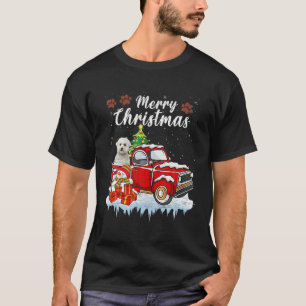 Funny Maltese Dog Snow Red Truck Christmas Xmas Tr T-Shirt