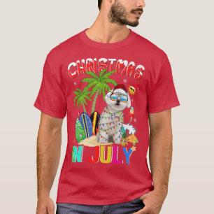 Funny Maltese in Santa Hat Sunglasses Christmas In T-Shirt
