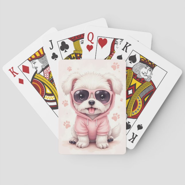Funny Maltese Kawaii Dog Playing Cards (Back)