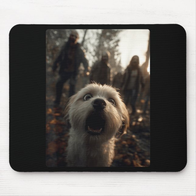 Funny Maltese Selfie With Zombies Spooky Halloween Mouse Pad (Front)