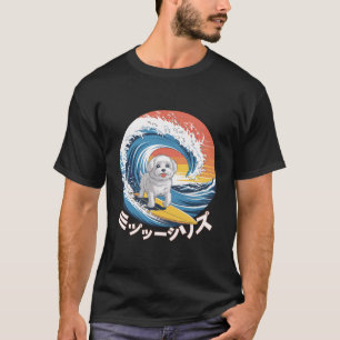 Funny Maltipoo Dog Japanese Kanagawa Wave T-Shirt
