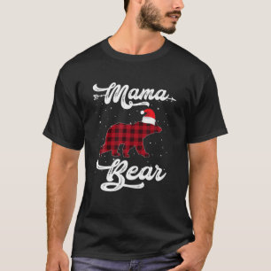 Funny Mama Bear Red Plaid Christmas Pajama Family T-Shirt