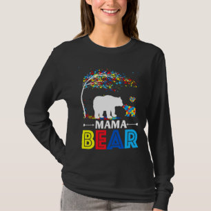 Funny Mama Bear Support Autistic Autism Mum Autism T-Shirt
