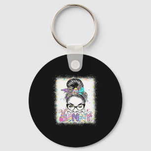 Funny Mama Bunny Messy Bun Easter Day Family Appar Key Ring