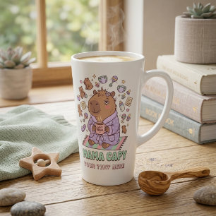 Funny Mama Capy Mother's Day Tired Mom Gift Latte Mug