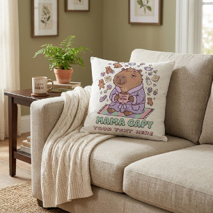 Funny Mama Capy Mother's Day Tired Mum Gift Cushion
