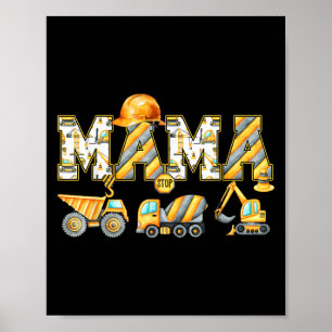 Funny Mama Construction Excavator Kids Matching Fa Poster