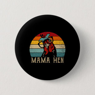Funny Mama Hen Vintage Retro Chicken Mum Mother  6 Cm Round Badge