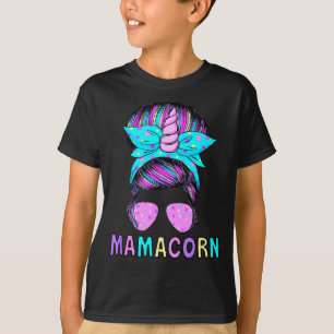 Funny Mamacorn Unicorn Messy Bun Mom Mother's Day T-Shirt