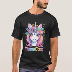 Funny MamaCorn Unicorn Mum Cute Rainbow Mother's D T-Shirt