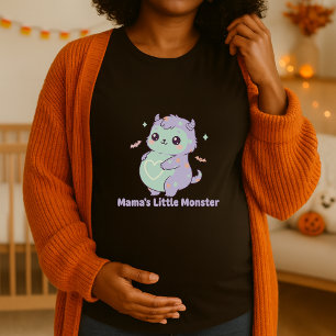 Funny Mamas Halloween Little Monster Cute Pregnant T-Shirt