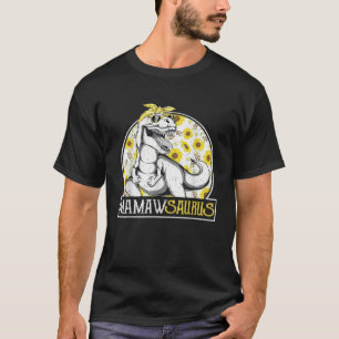 Funny Mamaw Saurus Sunflower T Shirt Dinosaur Gran