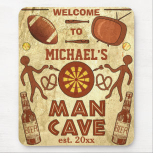 Funny Man Cave with Your Name Custom Mouse Pad