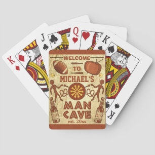 Funny Man Cave with Your Name Custom Playing Cards