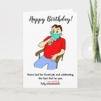 Funny Man Drinking Covid Jab Birthday Card