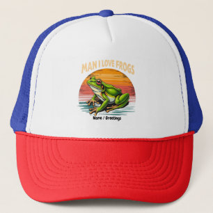 Funny Man I Love Frogs Retro Frog Lovers Cute  Trucker Hat
