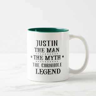 Funny Man Myth Cornhole Legend Two-Tone Coffee Mug
