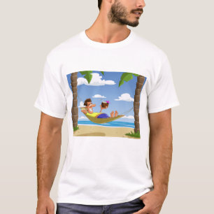 Funny Man Relaxing in Beach Hammock T-Shirt