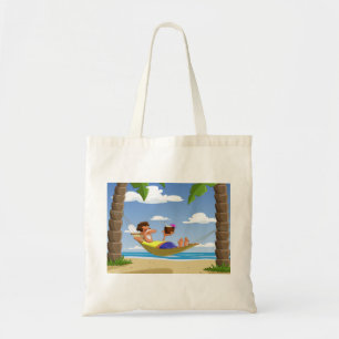 Funny Man Relaxing in Beach Hammock Tote Bag