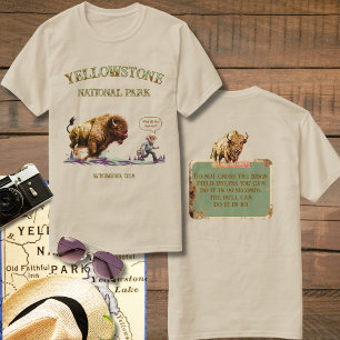 Funny Man Running Bison American Buffalo T-Shirt