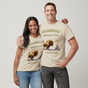 Funny Man Running Bison American Buffalo T-Shirt