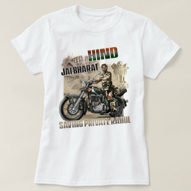 Funny Man Shahrukh Khan Digital Painting Jai Hind  T-Shirt (Design Front)