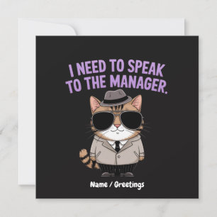 Funny Manager Cat Humour Illustration Invitation