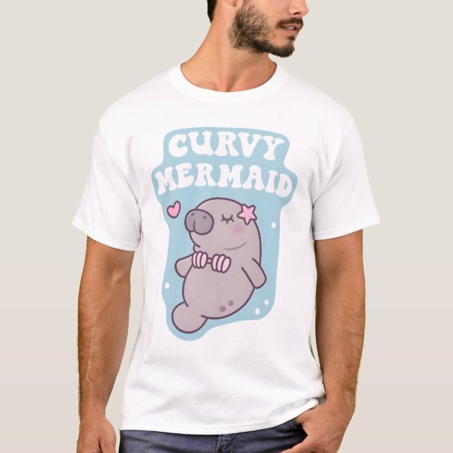 Funny Manatee Curvy Mermaid T-Shirt (Front)