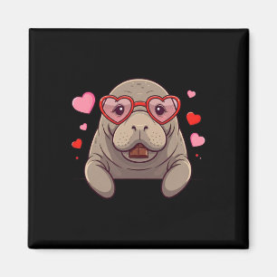 Funny Manatee Heart Chocolate Valentine Womens Men Magnet