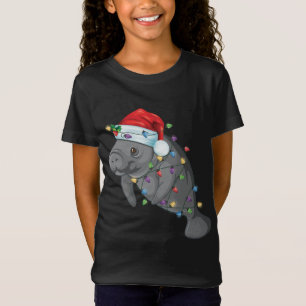 Funny Manatee In Santa Hat Manatee Christmas Pajam T-Shirt