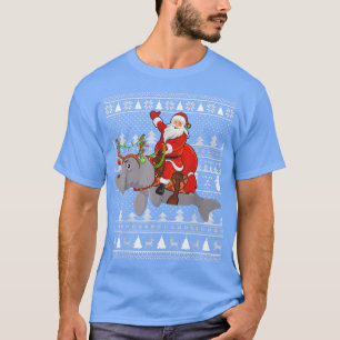 Funny Manatee Lover Santa Riding Manatee Ugly Chri T-Shirt
