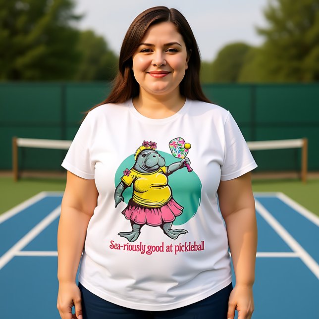 Funny Manatee Pickleball Plus Size T-Shirt (Funny Manatee Pickleball Plus Size T-Shirt, custom text)