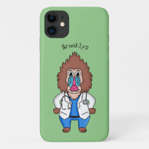 Funny mandrill doctor cartoon illustration Case-Mate iPhone case