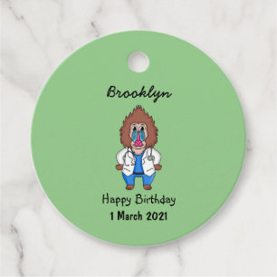 Funny mandrill doctor cartoon illustration favour tags