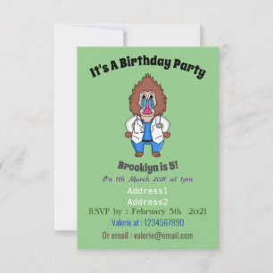 Funny mandrill doctor cartoon illustration invitation