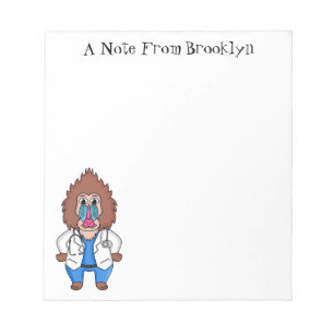 Funny mandrill doctor cartoon illustration notepad
