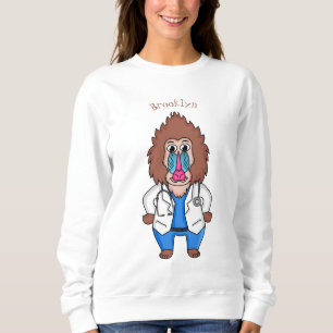 Funny mandrill doctor cartoon illustration sweatshirt