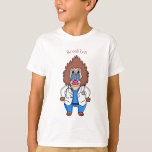 Funny mandrill doctor cartoon illustration T-Shirt