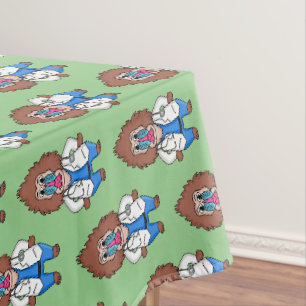 Funny mandrill doctor cartoon illustration tablecloth