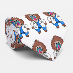 Funny mandrill doctor cartoon illustration tie