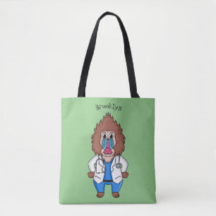 Funny mandrill doctor cartoon illustration tote bag